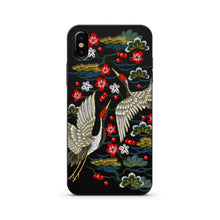 Load image into Gallery viewer, Japanese Cranes - Black Wood Printed iPhone Case